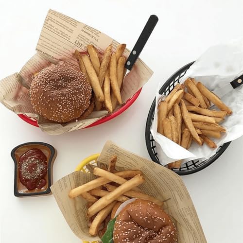 KKpxafl 5Pcs Colorful-Oval Plastic Fast Food Serving Baskets,9in x 5.5in Sturdy Plastic Serving Baskets (Reusable)