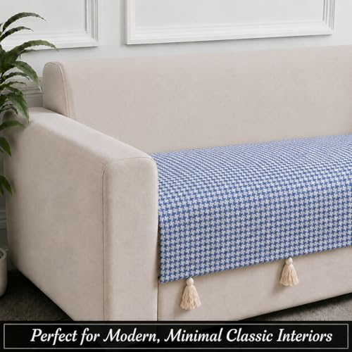 Image of STITCHNEST 'Nomad Weave Collection' 1 Seater Sofa Cover|Elegant Jacquard Fabric, Decorative Tassels, Washable & Durable for Modern Living39