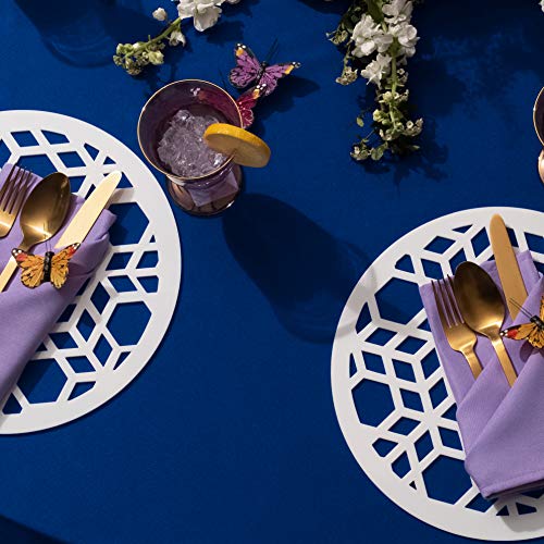 Image of Gee Di Moda Rectangle Tablecloth - 90 x 132 Inch Royal Blue Table Cloth for 6 Foot Tables with Floor-Length Drop - Heavy Duty Washable Fabric for Holiday Party, Dinner, Weddings & Baby Shower