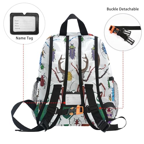 Bugs Small Beetles Insect Kid's Backpack for Girls Boys, Toddler Backpack with Name Tag Daycare School Children Kindergarten Bag Nursery Travel Bag4
