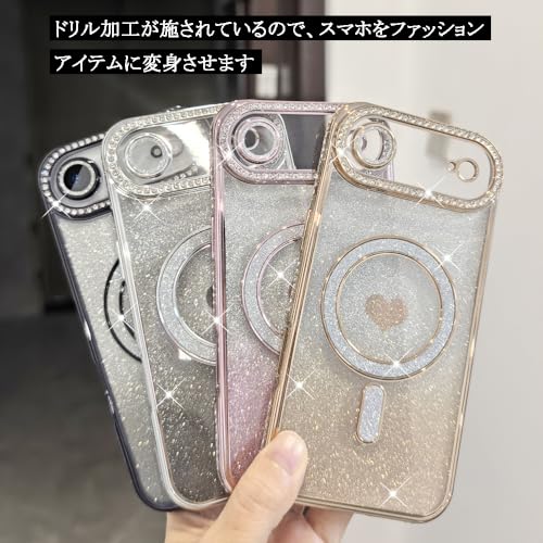 YUYIB スマホケース 対応 iPhone Air /iPhone17 Airケース MagSafe対応 クリア メッキ加工 ドリル ハートシール の商品画像 5