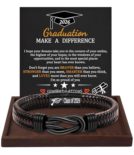 Image of Btysun Fathers Day Gift, Gifts for Men Morse Code Bracelets for Men 2026 Graduation Gifts Mens Bracelet for Him Boyfriend Husband Leather Bracelet Motivational Birthday Jewelry Stocking Stuffers