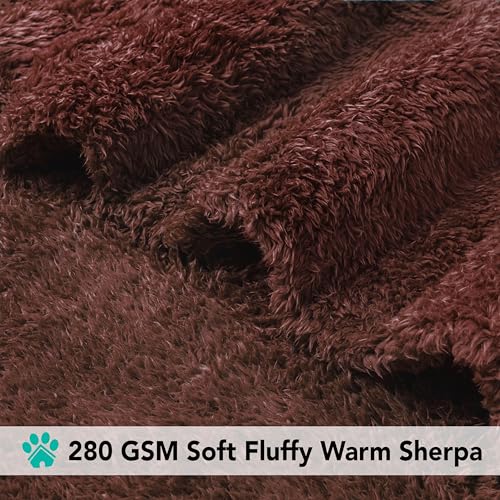 Image of PetAmi Fluffy Dog Blanket for Small Medium Large Dogs, Sherpa Soft Warm Pet Fleece Throw for Indoor Cats, Fuzzy Plush Shaggy Blanket Furniture Protector Sofa Couch Bed, Brown 40x60