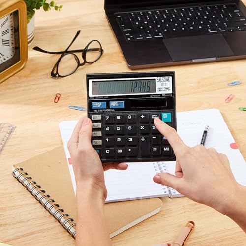 Image of 12 Digit Financial Calculator with 120 Steps Check Function and Special Buttons for Grand Total (Gt), Mark Up (Mu) Check and Correct Function Desktop Calculator (3 Years Warranty), Black