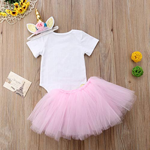 Citgeett 3Pcs Unicorn Outfit Newborn Baby Girls 1St Birthday Romper + Tutu Skirt Dress + Headband Clothing Set Pink thumb #6
