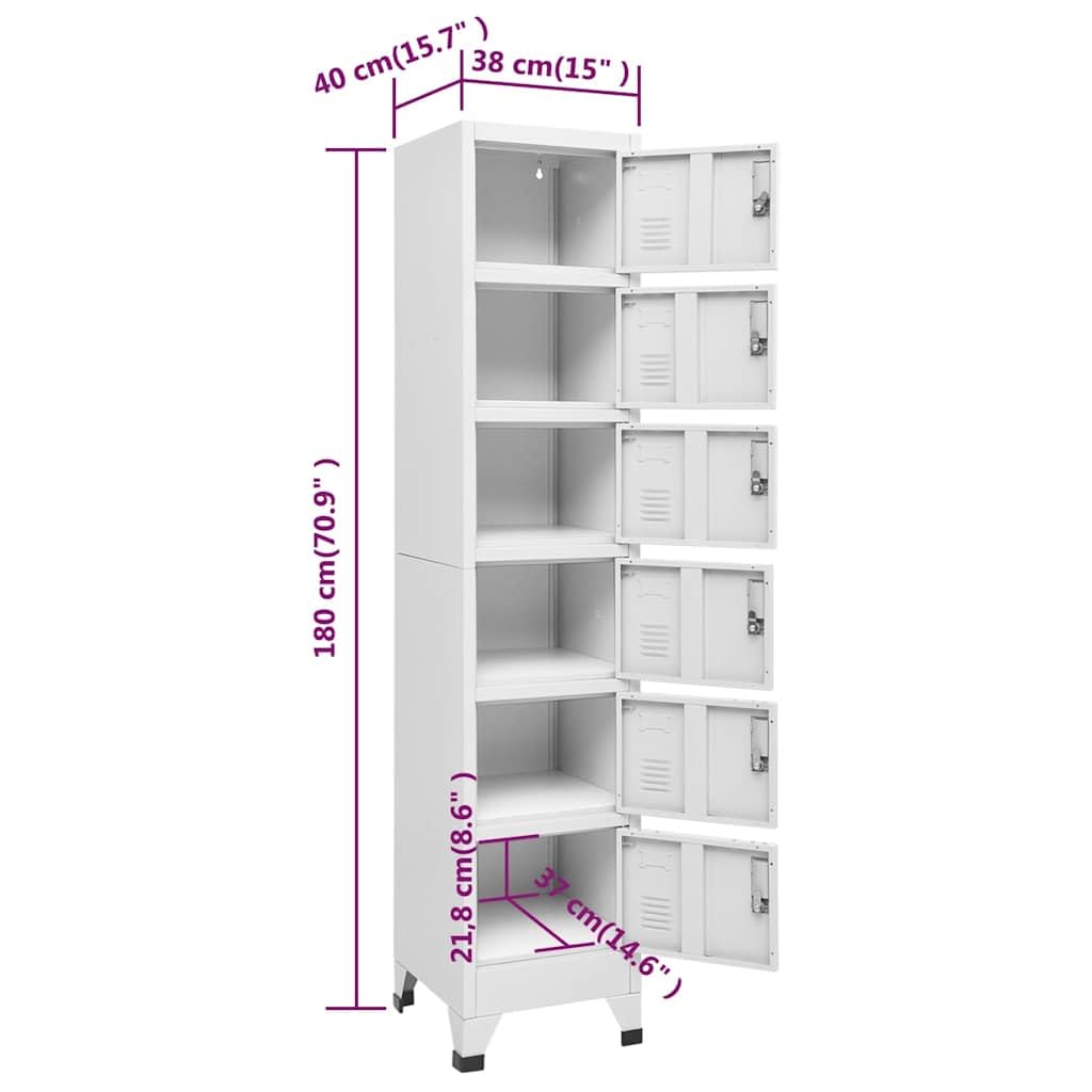 vidaXL Armoire à Casiers Classeur Meuble de Rangement d'Equipements de Sport Produits de Nettoyage Intérieur Bureau Gris Clair 38x40x180 cm Acier