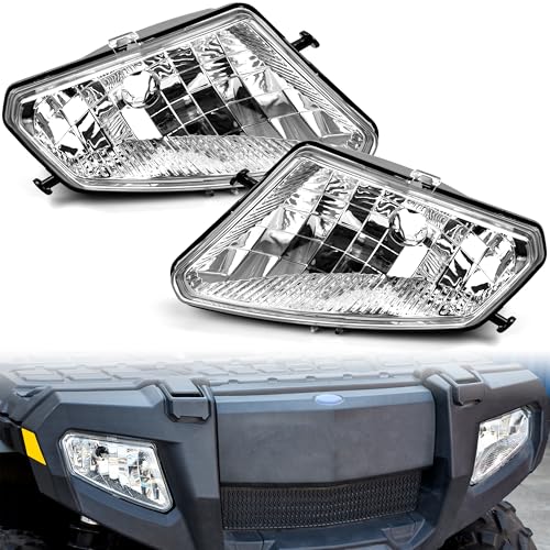 SAUTVS Headlight Housing for Polaris Sportsman 500 2005-2010, Front Left & Right Head Lamp Lens Head Light Covers Bezels for Polaris Sportsman 500 HO EFI TOURING 2005-2010 Accessories (2PCS)