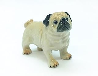2⅛" Long Pug Miniature Ceramic Dog Porcelain Handmade Figurine Animals Cute Pet Collectible Decor Gift