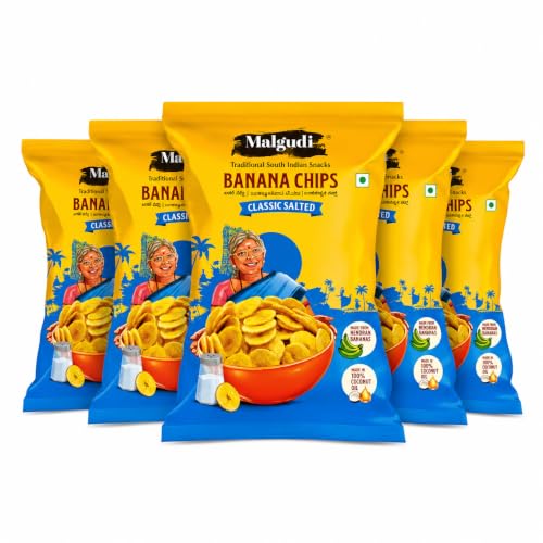 Malgudi Banana Chips | Made with Nendran Bananas | 50g (Pack of 5)