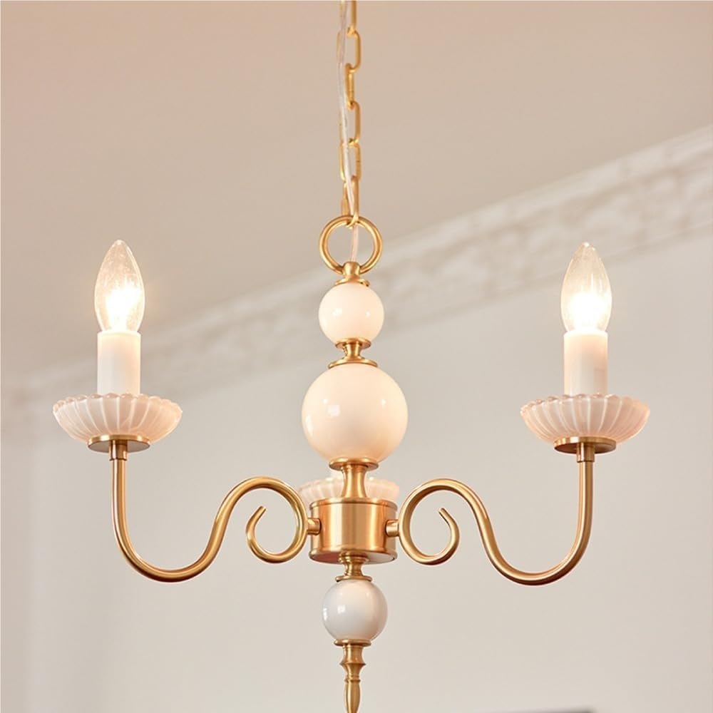 Francuska lampa wisząca, żyrandol w stylu rustykalnym, biały, antyczny mosiądz, świeca, vintage, złoto, nordycki, nowoczesny, wiszący do sypialni, stołu jadalnego, kuchni