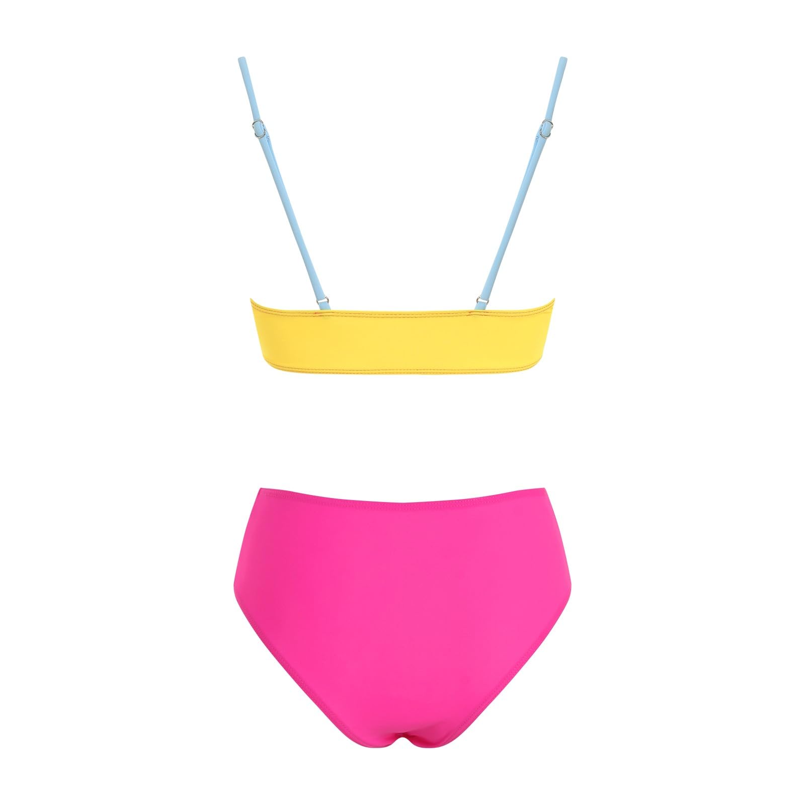 Maillot de Bain Deux Pièces pour Femme, Croisé à Fines Bretelles Bloc de Couleur Triangle Bikinis Sexy Bikini Set Réglables Push Up Maillots Confortable et Élégant pour la Plage et la Piscine