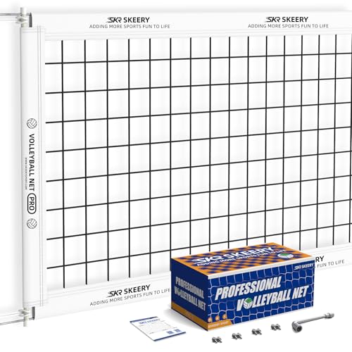 Professional Volleyball Net,Official Size 32×3.3FT,Equipped with Double Steel Cables with 3.3FT Double Side Bars,Portable Volleyball Net for Backyard