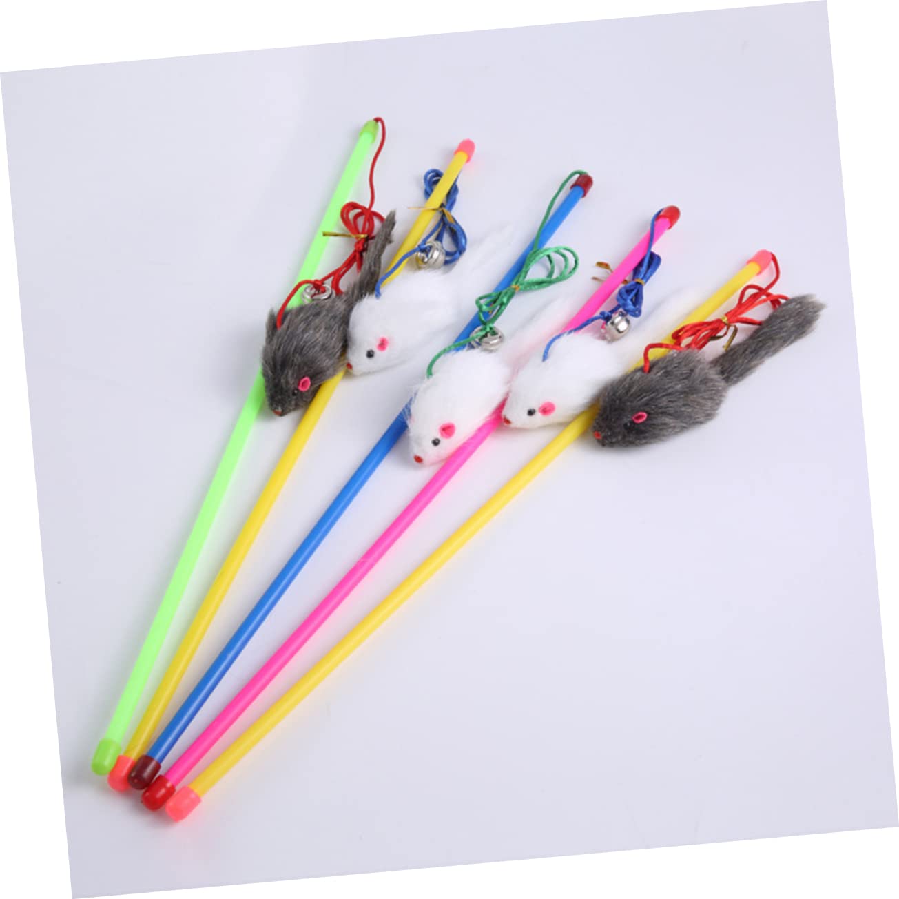 Beavorty 15stücke Interaktive Katzenspielzeuge Mit Plüsch-mäusen Lustige Teaser-Sticks Für Kätzchen Fördert Aktivität Und Spielvergnügen Zufälligen Farben
