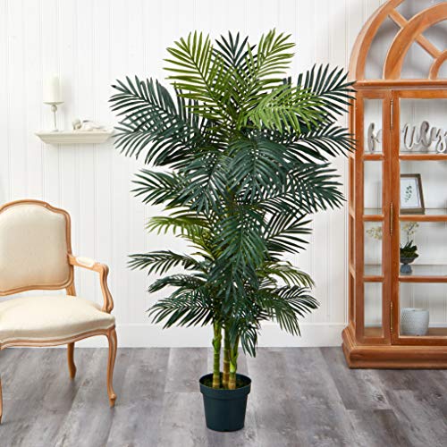 Nearly Natural 5289 6.5Ft Artificial Golden Cane Palm Tree, Fake Palm Tree With Three Realistic Trunks And 333 Lifelike Palm Leaves, Faux Palm Plant For Indoor Home Décor thumb #3