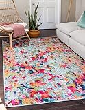 Unique Loom Chromatic Collection Modern Colorful & Vibrant Abstract Area Rug for Any Home Décor, 4...