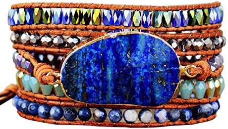 ZOSOJONA Starto Boho Wrap Bracelets Natural Jasper Crystal Stone Variety Beads Strand Bracelet