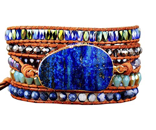 Starto Boho Wrap Bracelets Natural Jasper Crystal Stone Variety Beads Strand Bracelet