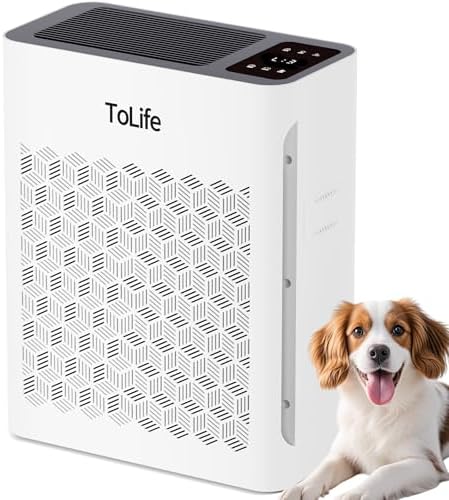Tolife Air Purifier Large Room, HEPA Air Purifiers for Home Pets Hair with Washable Filter, Air Cleaner for Bedroom up to 1095 Ft² Dust Smoke Odor, Sleep Mode, Timer, White