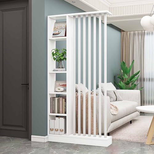 Modern Freestanding Room Divider with Shelves - Stylish Wood Privacy Screen for Living Room, Entrance Hall & Floor to Ceiling Space Separator