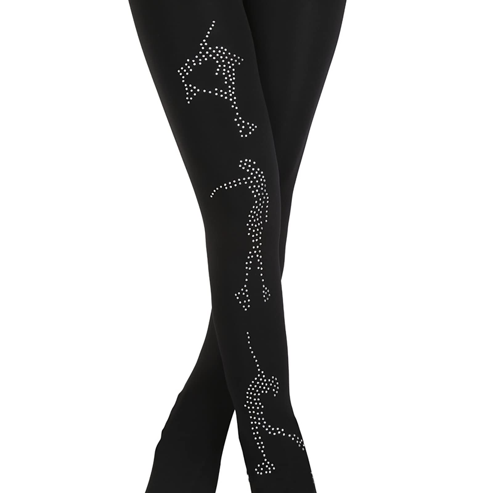 G&F Mujeres Niñas Pantalones Patinaje Artístico con Cristales Diamantes Imitación sobre Pie Bota Cálido Mallas Patinaje sobre Hielo (Color : Black, Size : M)