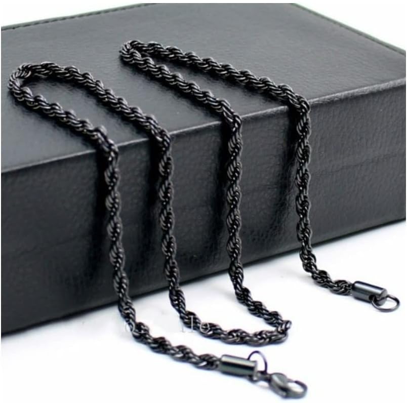 Verona Jewelers 2MM-5MM Stainless Steel Black Twist Rope Chain for Men and Women, Stainless Steel Necklace, Twist Rope Necklace,Black Chain - Image 4