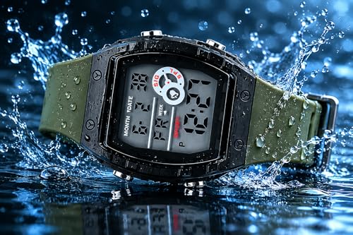 Image of Digital Sport Watch with Alarm, Stopwatch, Day & Calendar, 12 /24 Hour, Luminous, 3 ATM Waterproof