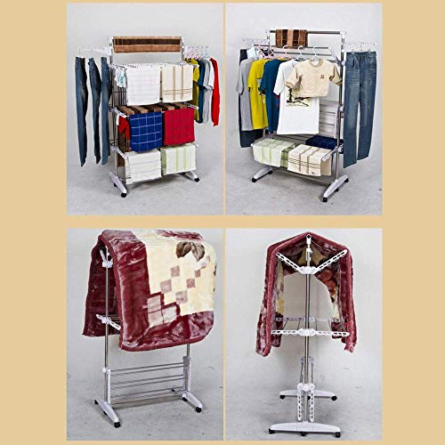 Rack à linge extensible pour balcon en acier inoxydable blanc multifonctionnel