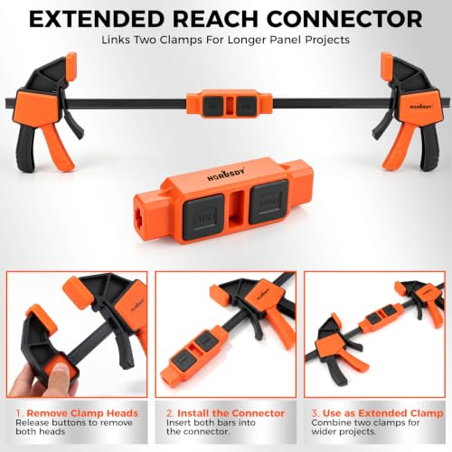 Image of 3-Pack Wood Clamps for Woodworking, 2-Piece 6 inch Bar Clamps with Clamp Connector, Quick-Release Wood Clamps with 150 LBS Load Limit, Wood Clamp Set for Woodworking, Gluing & DIY Projects