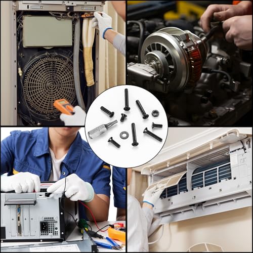 450 Stück M3 Schrauben Set, M3 Torx Schrauben Set, Senkkopfschrauben Muttern und Unterlegscheiben Set, Torx Flachkopfschrauben, Gewindeschrauben Set, Maschinenschrauben Sortimen, Schwarz