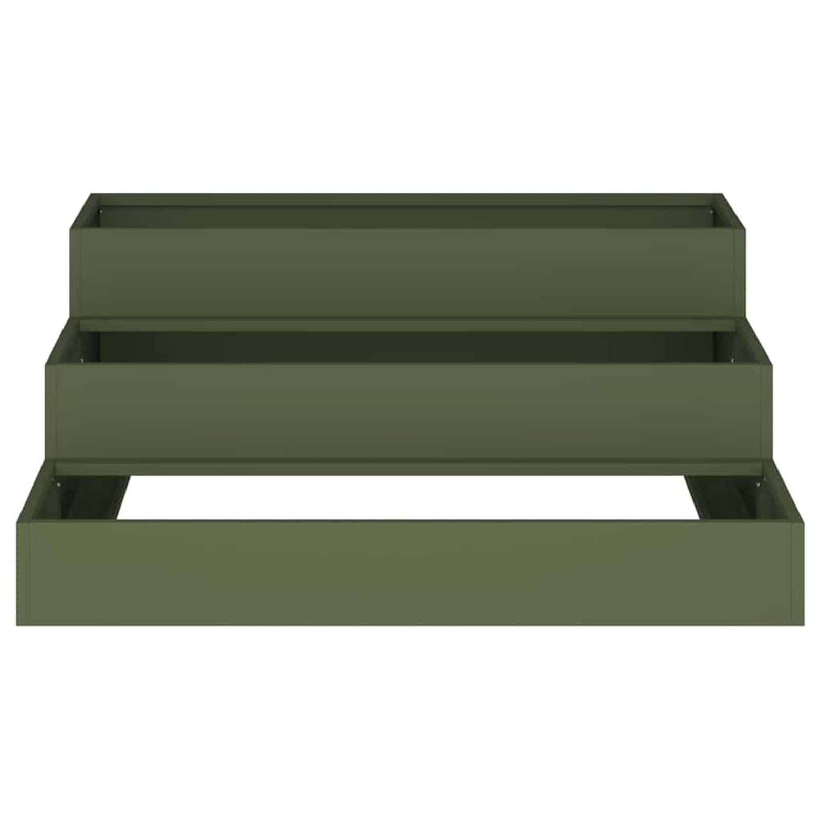 Metalowa skrzynka na rośliny do użytku na zewnątrz, oliwkowa zieleń, 90 x 90 x 35 cm, ze stali walcowanej na zimno – wytrzymały montaż na taras i do ogrodu