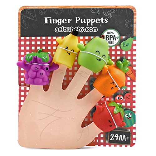 aeioubaby.com Marionetas de Dedo para niños y bebés | 5 Frutas y Verduras | Títeres de PVC Sin BPA | Juguetes para el baño | Muñecos de Mano, Cuentos