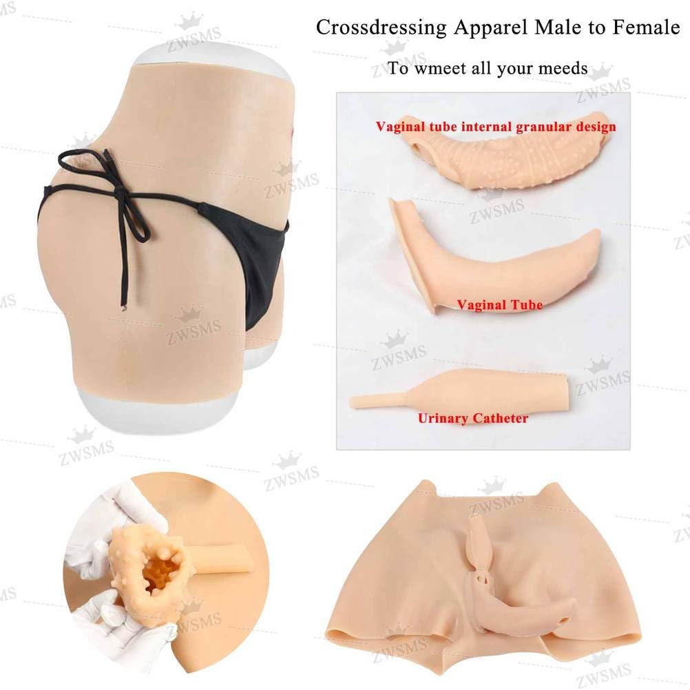 XSWL Pantaloni con Vagina Finta in Silicone, Slip Modellante per Glutei Corti, Intimo per Crossdresser, Cosplay e Drag Queen.