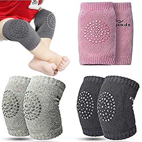 FeiFei66 3Pairs Baby Crawling Anti Slip Knee Pads Unisex Clothing Accessories Toddler Leg Warmer Safety Protective Cover Toddlers Learn to Socks Children Short Kneepads (Multicolor)