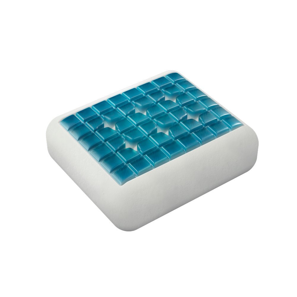 Technogel Travel Deluxe - Cuscino ortopedico per cervicale, antibatterico, in gel HWS per chi dorme sulla schiena e sul fianco, con federa 33 x 29 x 11 cm