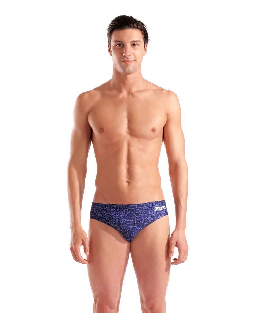 ARENA Costume Uomo Slip Nuoto Piscina Brief Swim Snake Skin Blu Taglia 46 ITA