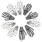 5 Pairs White and Black 3" Skeleton Hands Hair Clips Skull Bone Shape Hairpins Halloween Party Acces