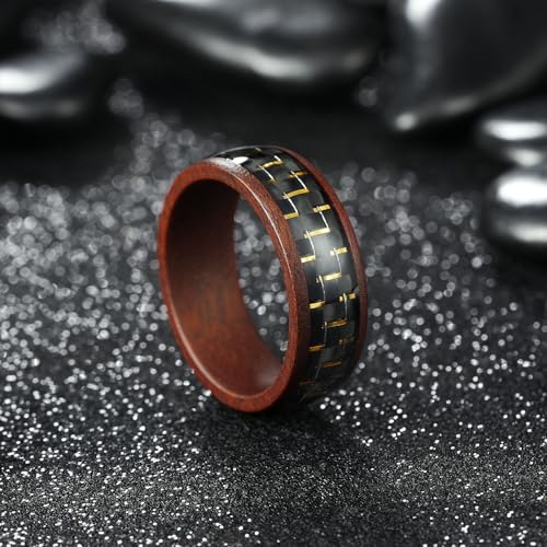 King Will Mens Wooden Wedding Band 8mm Nature Koa Wood Wedding Rings with Inlay3