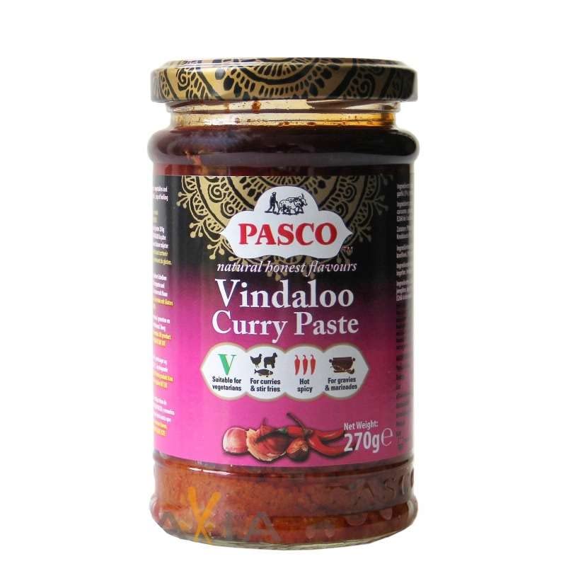 Pasta de Curry Vindaloo muy picante 270 g en frasco de vidrio, concentrado de especias para curry indio, marinados y salsas, apta veganos