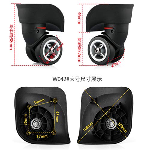 Luggage Wheel,Luggage Suitcase Wheels, 360 Degree Swivel Luggage Mute Wheel Suitcase Replacement Repair Wheels Parts Spinner (W042# L Szie)(Black)2