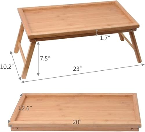 Miniatura 2 de ZSEDP - Mesa plegable de madera para laptop bandejas de cama para desayuno plegables ajustables con tapa abatible y patas para computadora