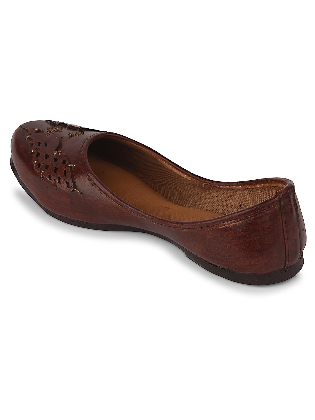 desi colour Women Brown Ethnic Vegan Punjabi Jutti |UK - 5-picture-4