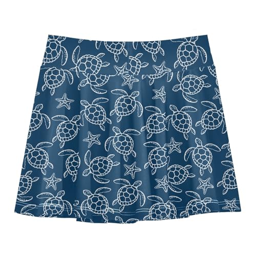 Girls Skorts High Waist Athletic Skirts with Shorts Turtle Starfish Stretchy Teens Performance Tennis3