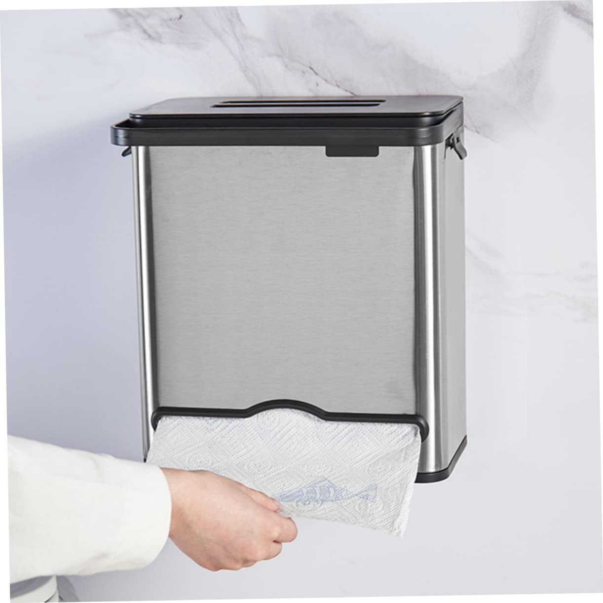 Garbage Can Trash Can for Cars Small Trash Can Trash Can with Lid Small Trash Container for Cars Trash Bin for Car Rubbish Holder Stainless Steel Cupboard Organizer