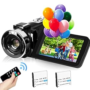 2,7K Videocamera Camcorder GDV1302 Oplaadbare vlogcamera 18x digitale zoom FHD 42MP 3″ LCD-camcorder met draaibaar scherm en 2 batterijen (Zwart)