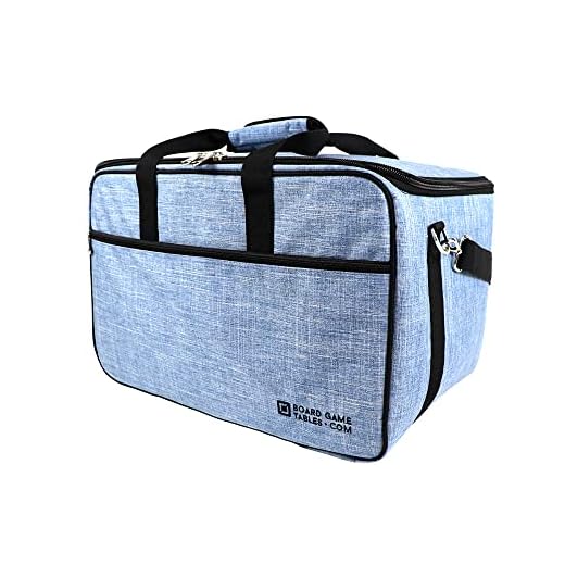 Board Game Bag - [Backpack/Shoulder Strap/Luggage Slip] - Padded Board Game Carrier (Heathered Blue)