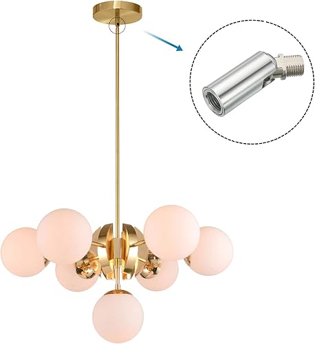 Miniatura 10 de PATIKIL Adaptador de luz de techo inclinado, paquete de 5 lámparas de araña de rosca M10 de 180 grados, adaptador de iluminación colgante de techo