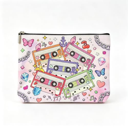 Ilyra Novix Korean Singer Group Makeup Bag, Cat Eyes Kpop Music Inspired Cosmetic Bags, Purse Gift for K-Pop Lovers (Style-01)