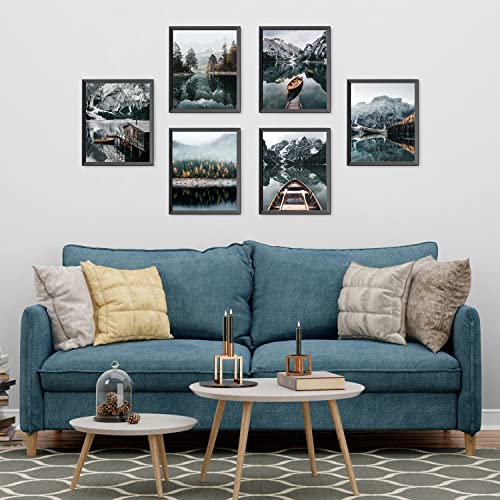 Nature Wall Art Prints Set Of 6 Mountain Decor Canvas Wall Art Landscape Print Nature Posters Lake Boat Pictures Nature Photography Art Posters For Home Living Bedroom Decor (8"X10" Unframed) #TOP3