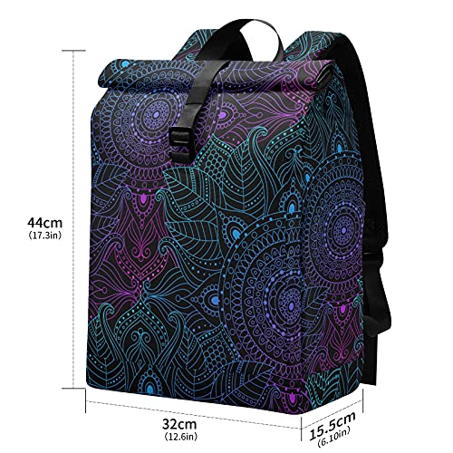 ALAZA Art Arabesque Mandala Boho Ethnic Bohemian Large Laptop Backpack Purse for Women Men Waterproof Anti Theft Roll Top Backpack, 13-17.3 inch3