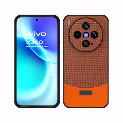 Image of KAPA MatrixWoven Grip Back Cover for Vivo X300 5G | Woven Fabric & Leather Hybrid Camera Protection, Shockproof Slim Bumper Case (Brown Orange)